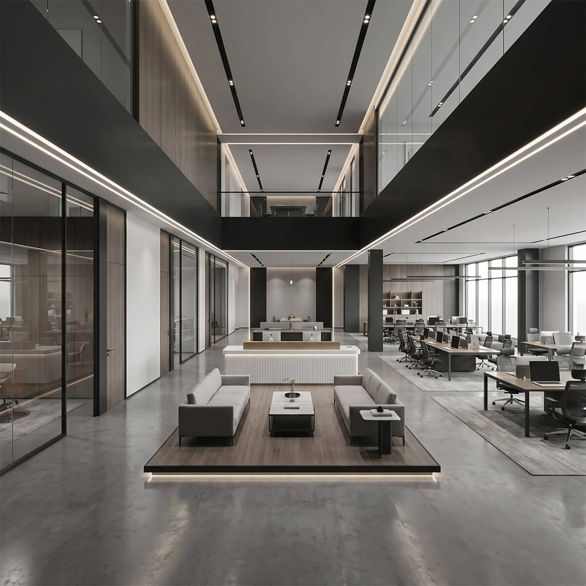 ANZHAP showroom with modern office furniture and reception area
