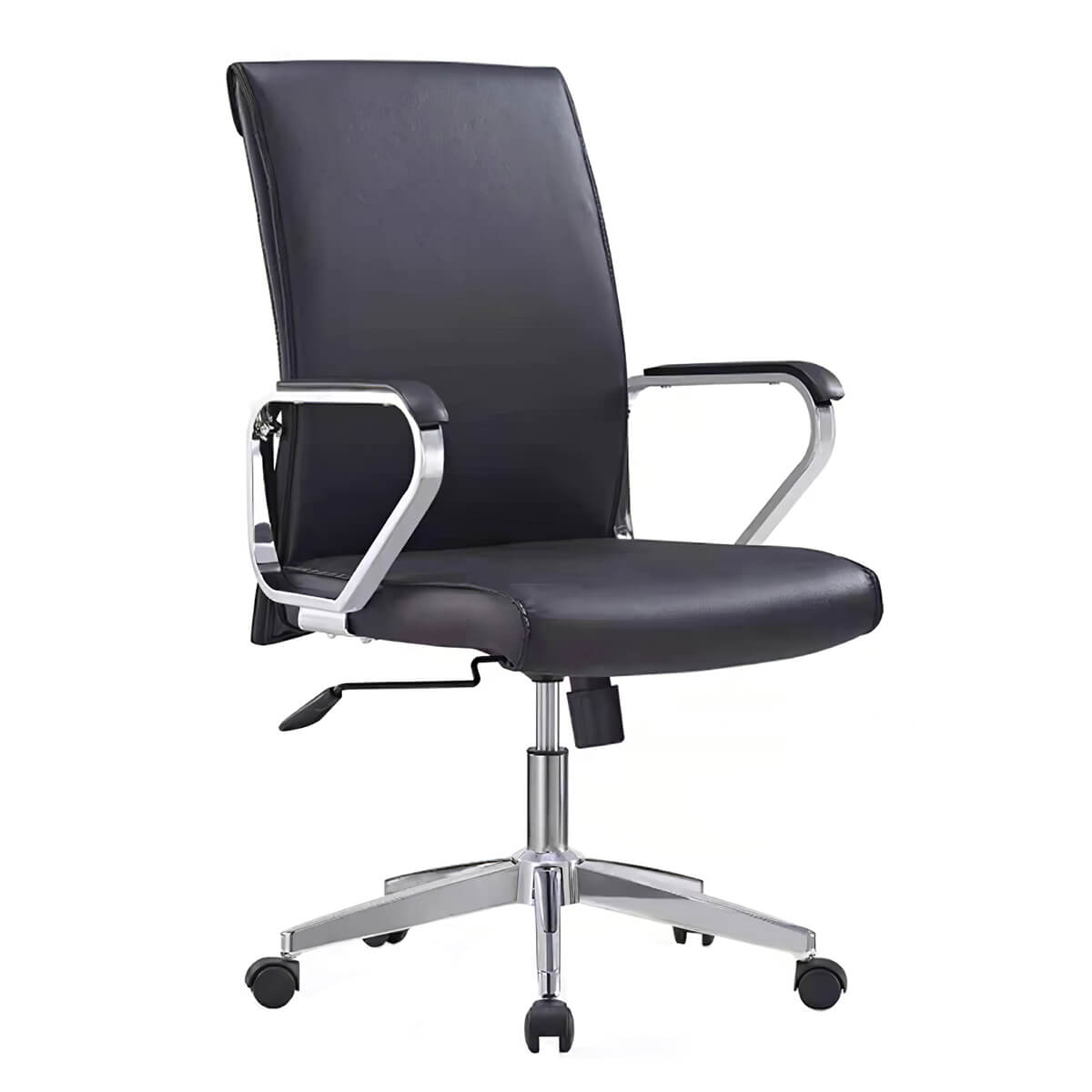 Black Leather Office Chair - Height Adjustable Swivel Desk Chair - ANZHAP BGY-1032 Main picture 4