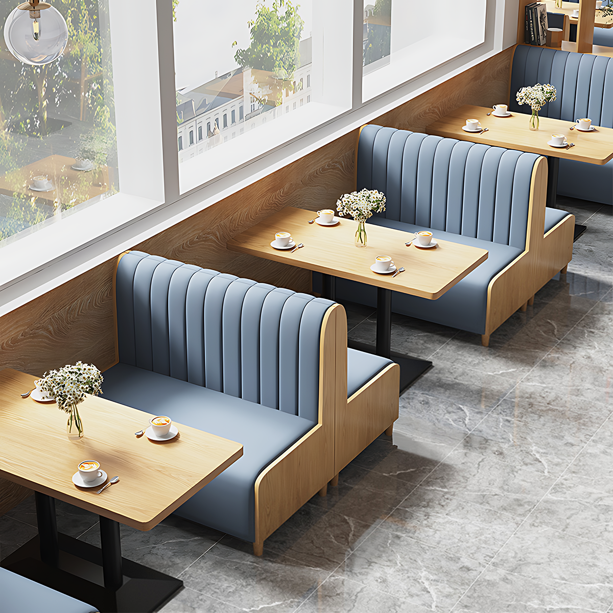 Blue Upholstered Mounted Booth Seating Set for Breakrooms - ANZHAP JDZH-2076 Main picture2