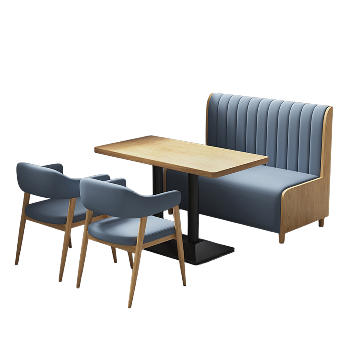 Blue Upholstered Mounted Booth Seating Set for Breakrooms - ANZHAP JDZH-2076 Main picture2