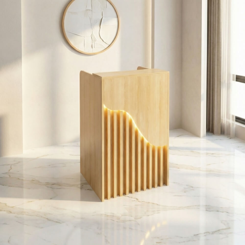 Compact Cashier Counter for Small Shops Wood Slat Checkout Desk ANZHAP-JDT-114-mainpictures 18