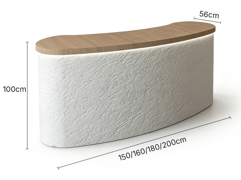 Banque d'accueil incurvée au design double courbe - Dimensions