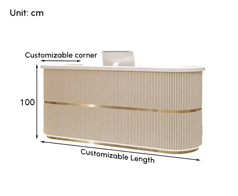 Banque d'accueil incurvée moderne pour cabinet dentaire - Dimensions