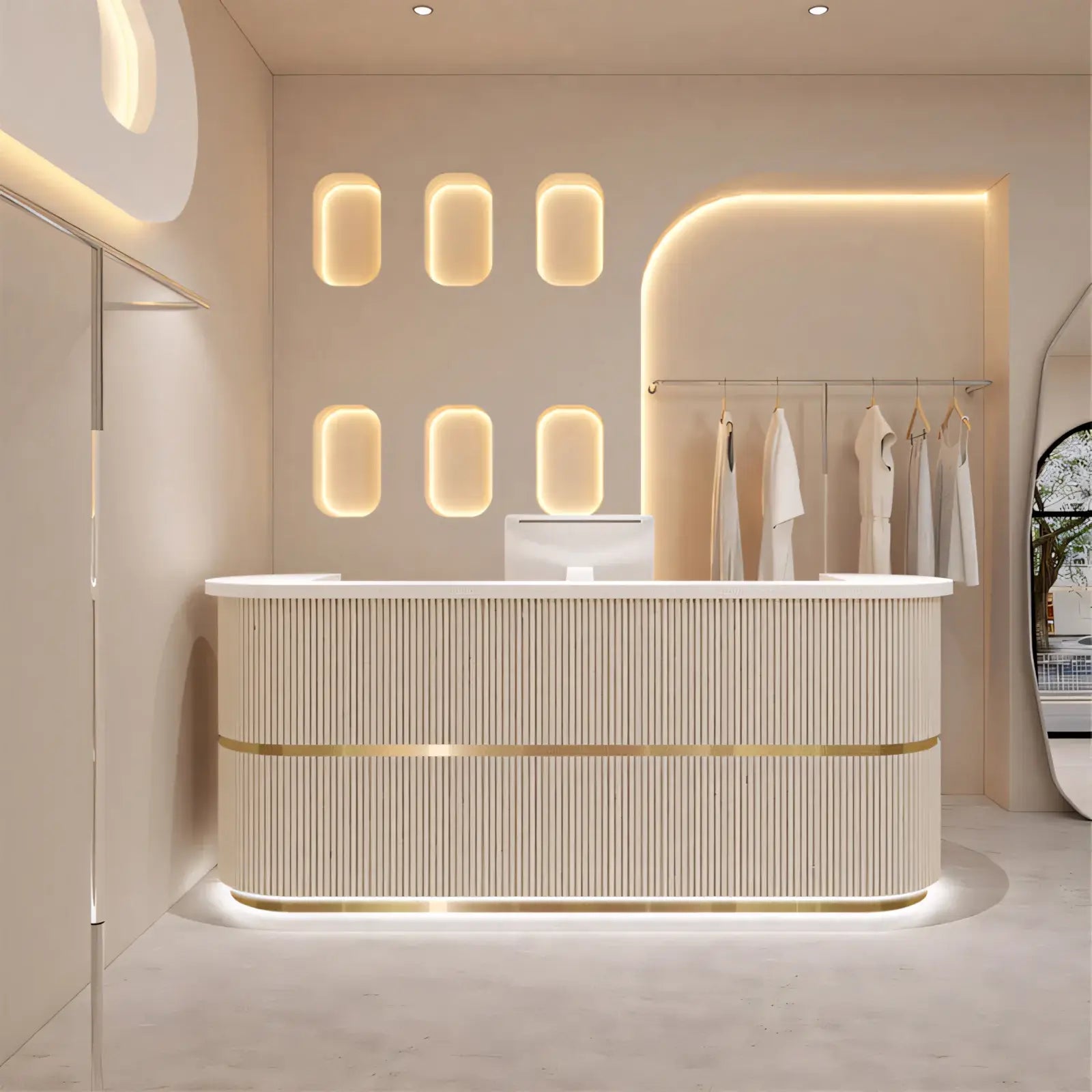 Curved Fluted Welcome Desk for Modern Shops Affordable Luxury Look ANZHAP-JDT-7190-mainpictures 4