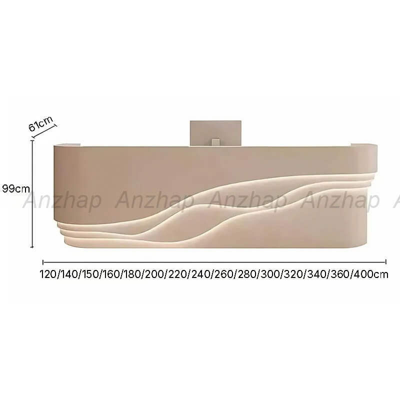 Premium Curved Office Table & Reception Counter Desk - Dimensions
