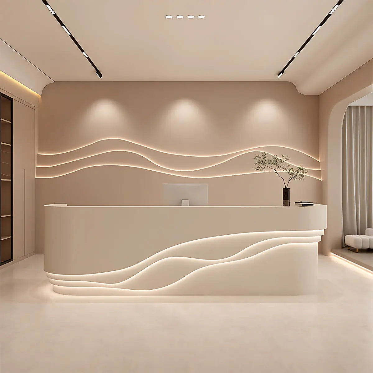 Curved White LED Welcome Desk Modern Reception Area Front Counter ANZHAP- JDT-7118-mainpictures 4