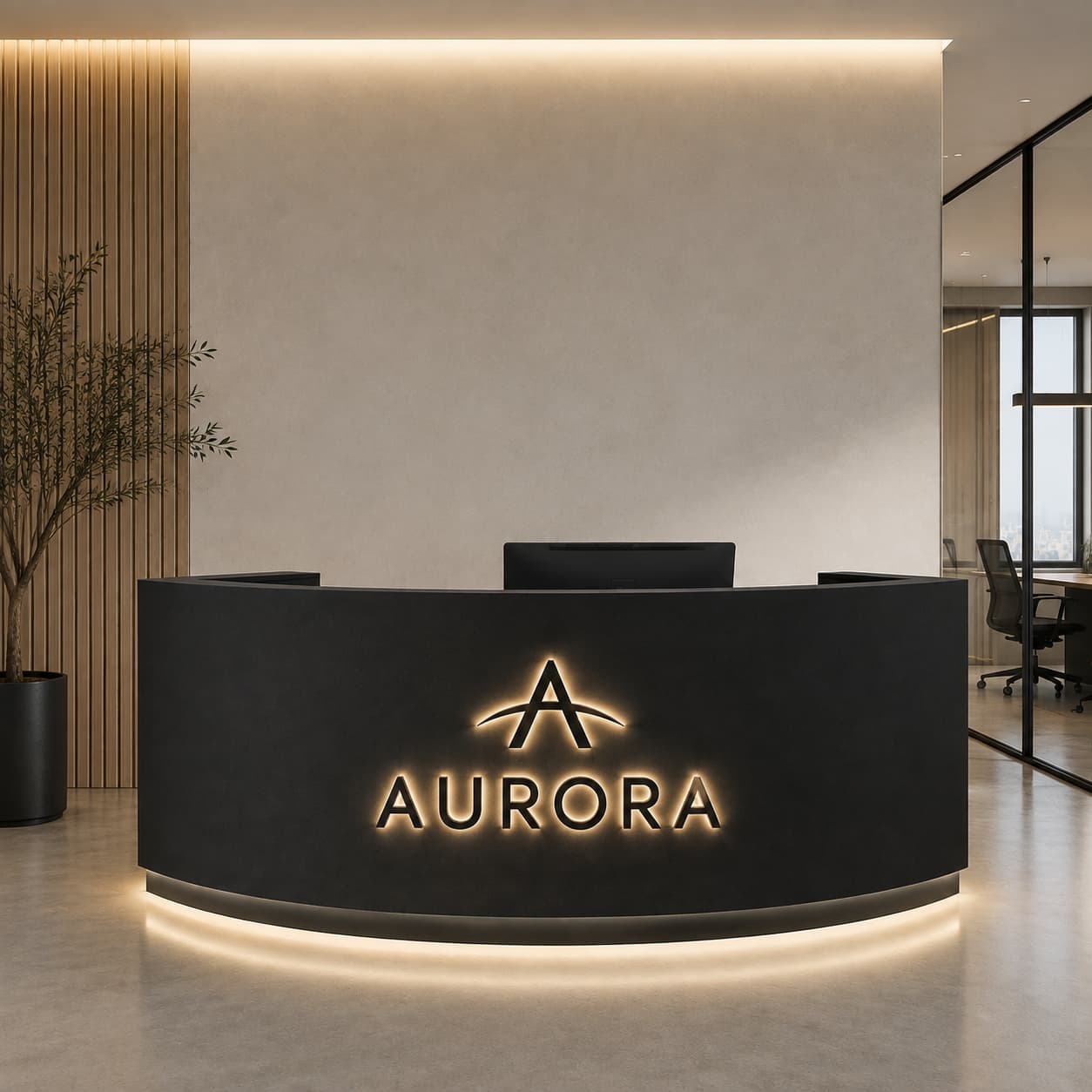 Custom Stainless Steel Backlit Logo Letters for Reception Desk-2