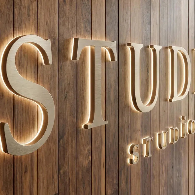 Custom Stainless Steel Backlit Logo Letters for Reception Desk-3