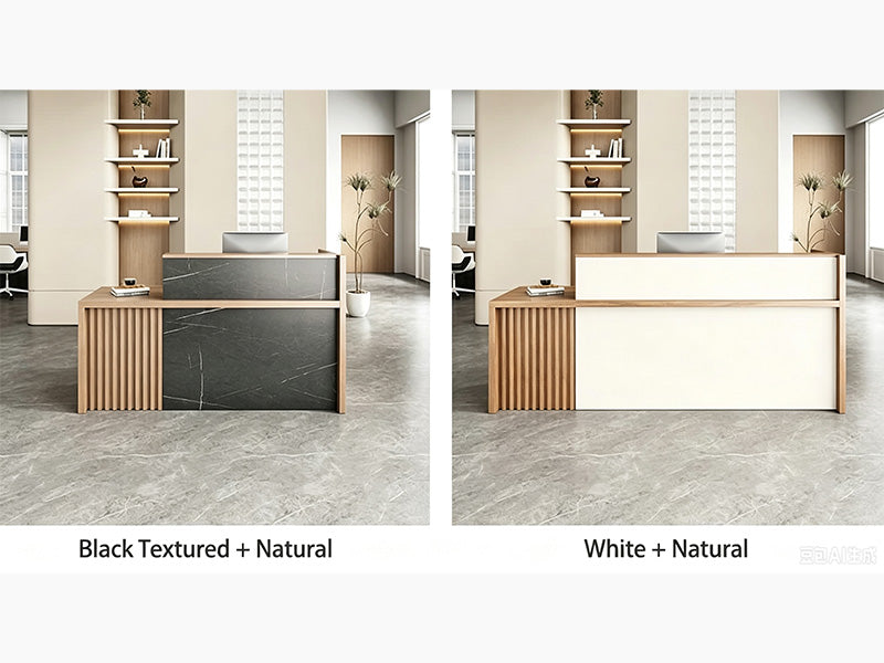 Réception de bureau avec comptoir à deux niveaux et rangement sécurisé - Options de couleur