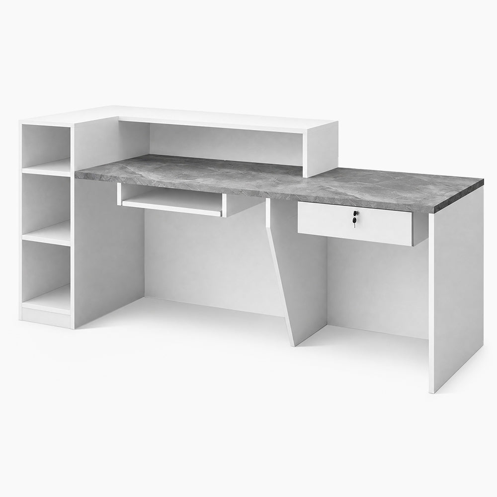 Modern Hotel Reception Desk with LED Lighting & Cable Management