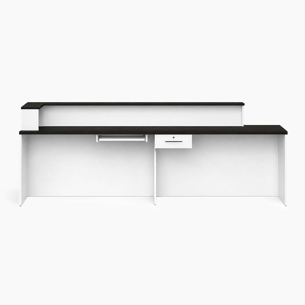 Modern L-Shaped Receptionist Desk & Countertop Desk with Cable Management
