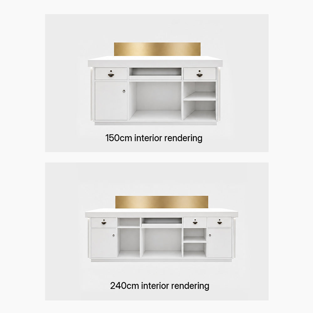 Grand comptoir d'accueil entièrement assemblé, moderne avec LED, bureau d'accueil