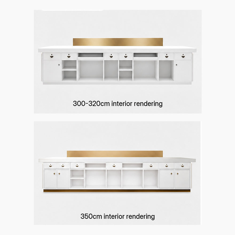 Grand comptoir d'accueil entièrement assemblé, moderne avec LED, bureau d'accueil