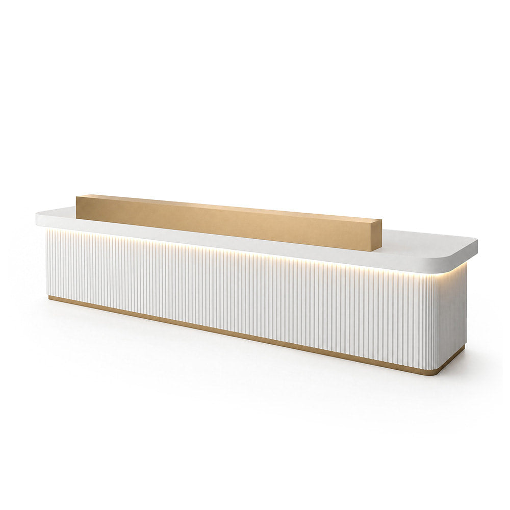 Grand comptoir d'accueil entièrement assemblé, moderne avec LED, bureau d'accueil