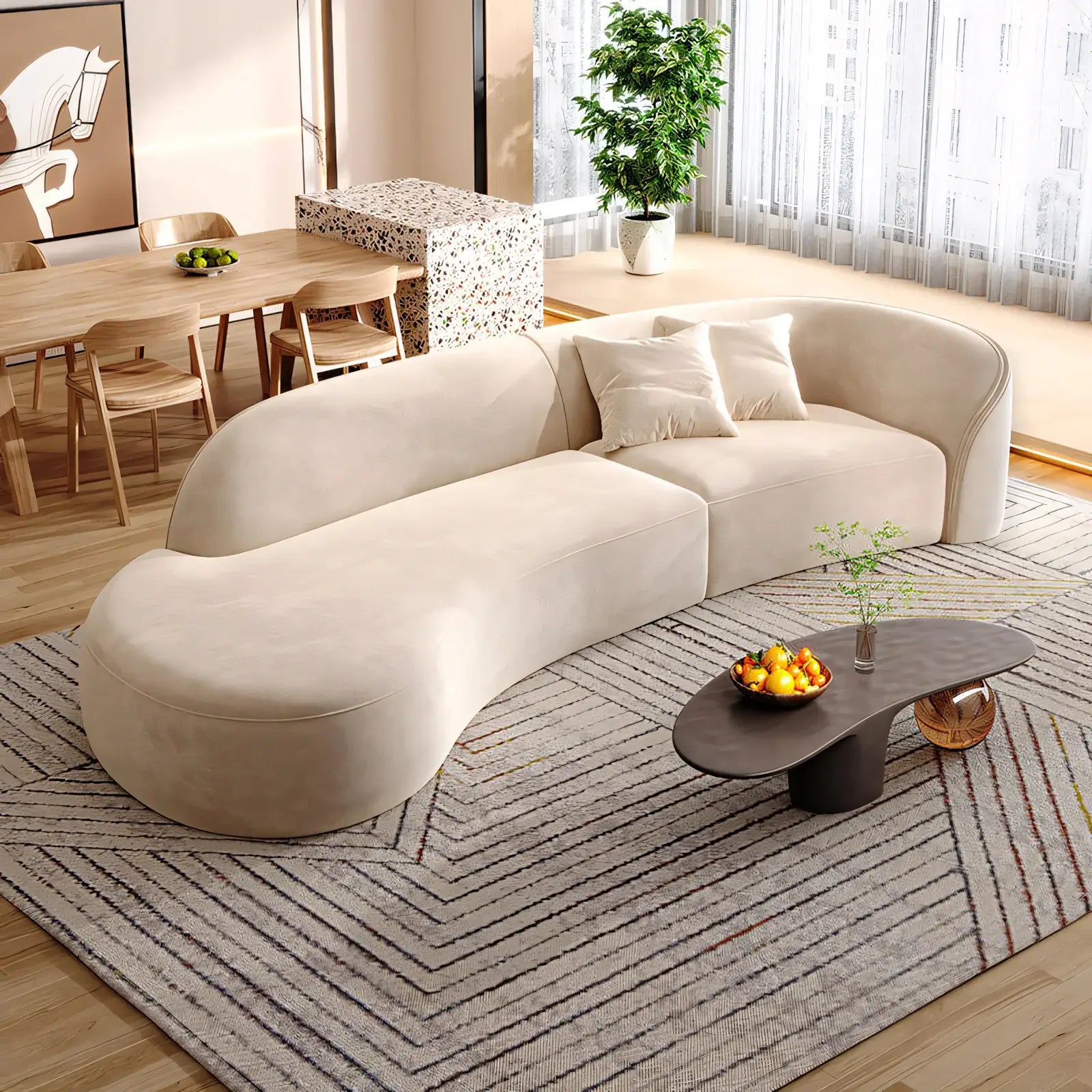 Low Profile Lounge Sofa Modern Curved Fabric Settee ANZHAP-BSF-035-mainpictures 15