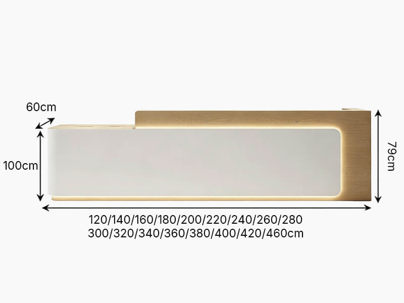 Réception dentaire moderne pour cliniques et cabinets - Dimensions
