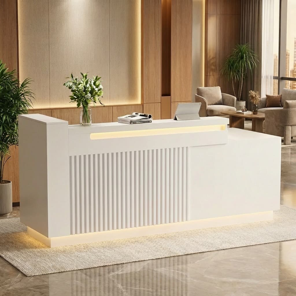 Comptoir d'accueil moderne pour bureau avec éclairage LED