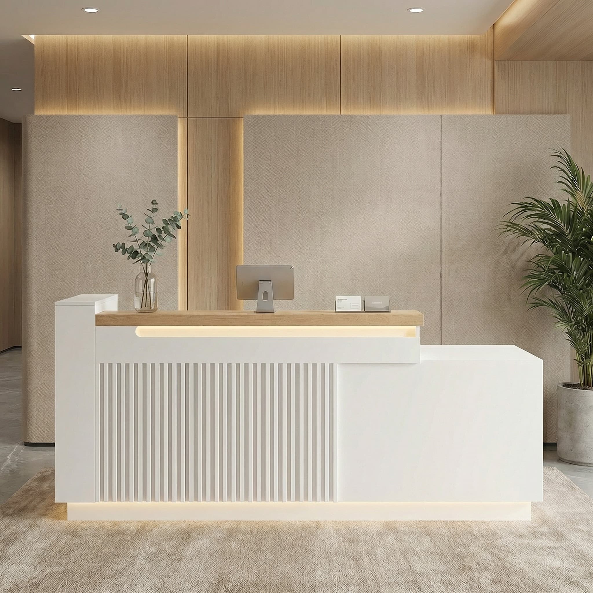 Comptoir d'accueil moderne pour bureau avec éclairage LED