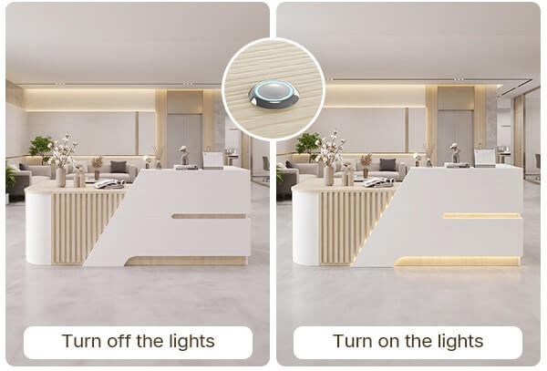 Modern L-Shaped Office Reception Desk with LED & Storage - Style Options
