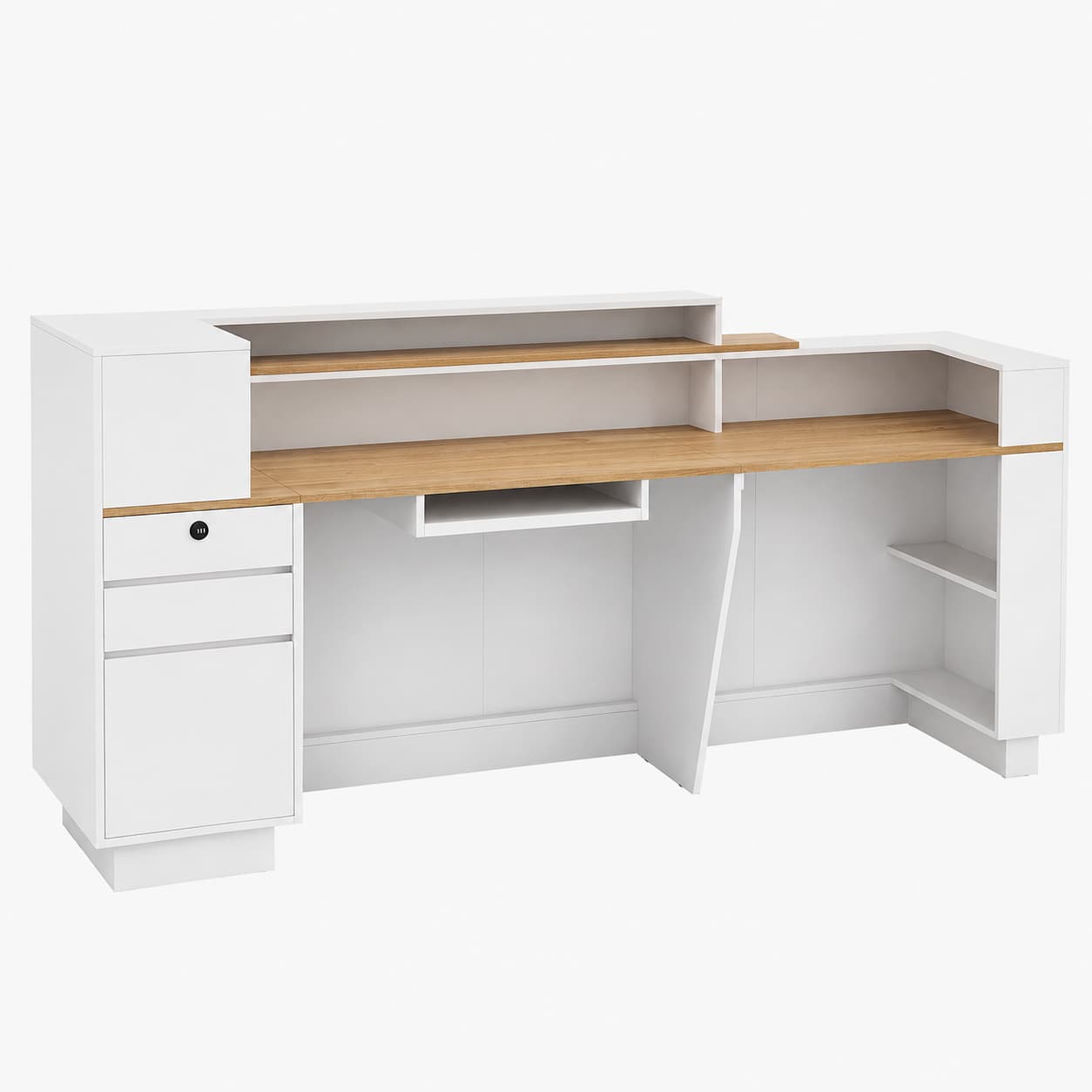 Modern Office Reception Desk with Storage & LED Lighting