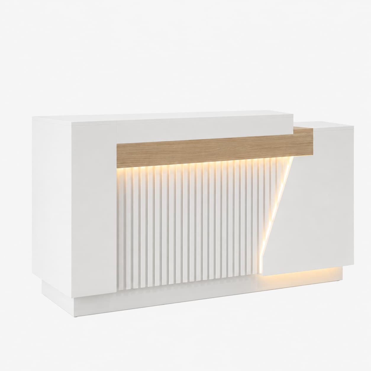 Modern Office Reception Desk with Storage & LED Lighting