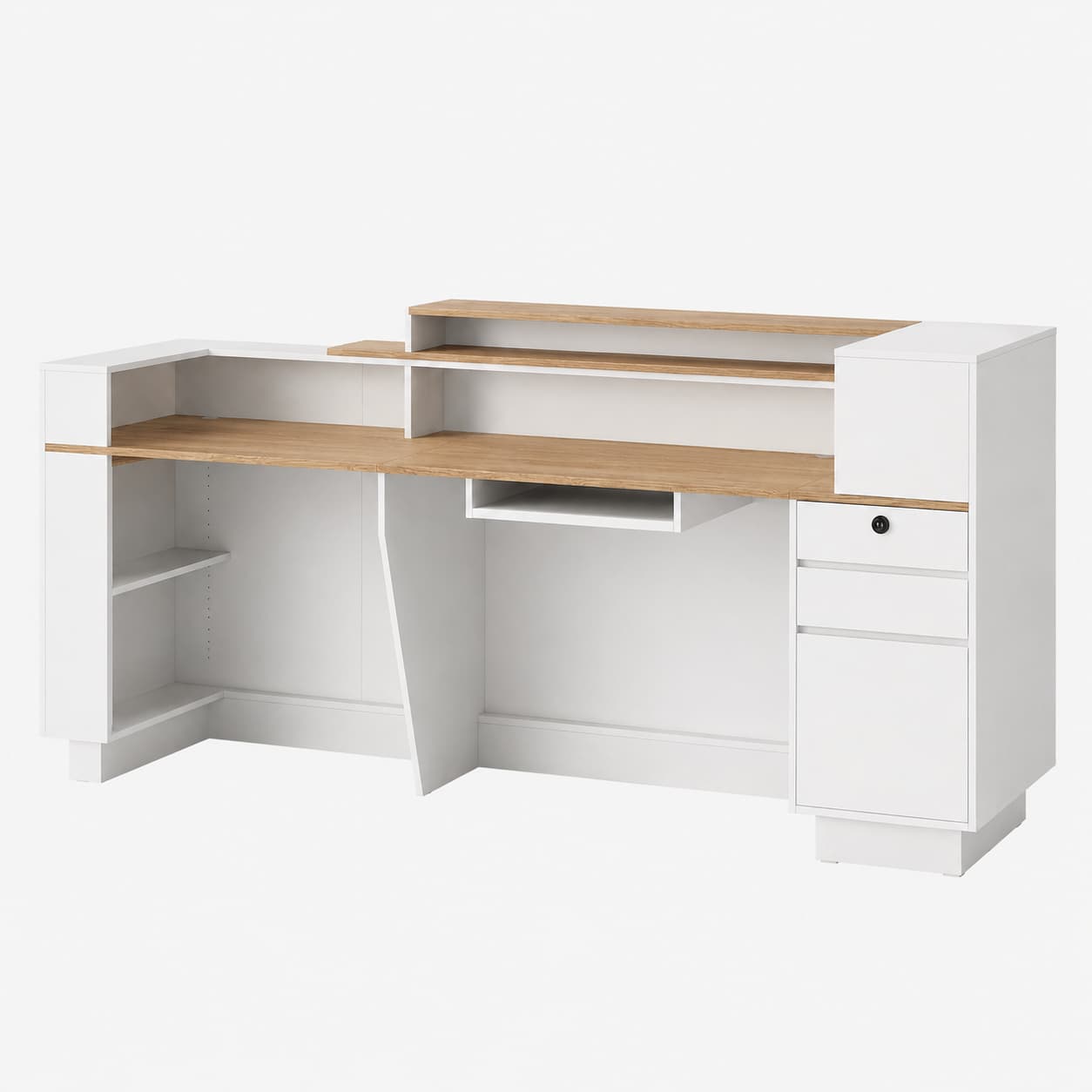 Modern Office Reception Desk with Storage & LED Lighting