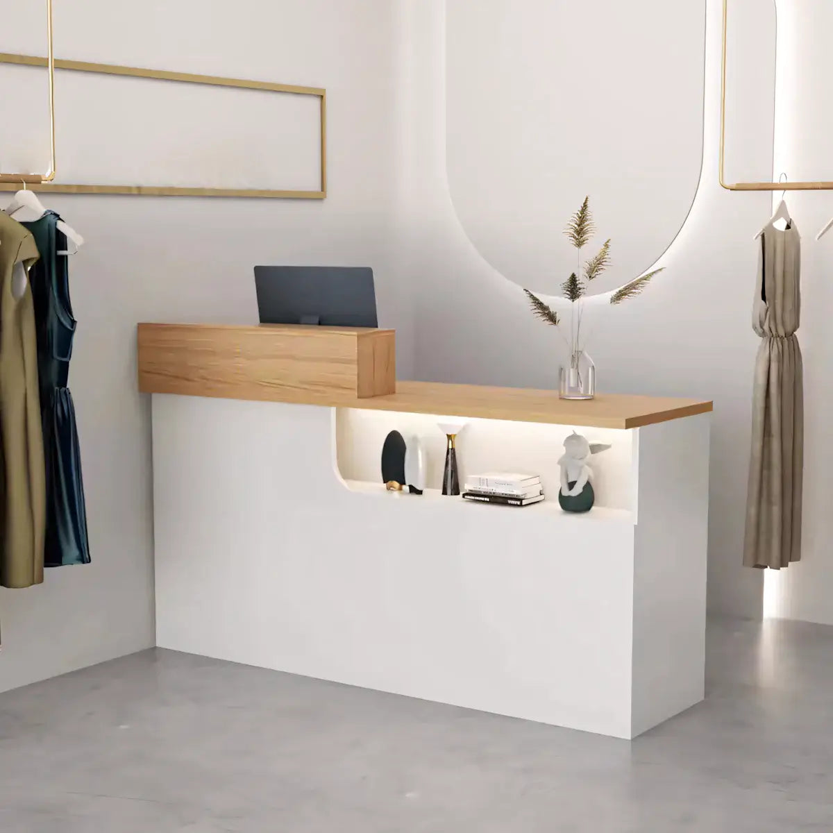 Modern Compact Reception Desk Space-Saving Welcome Counter for Beauty Salon ANZHAP-JDT-1030-mainpictures 2