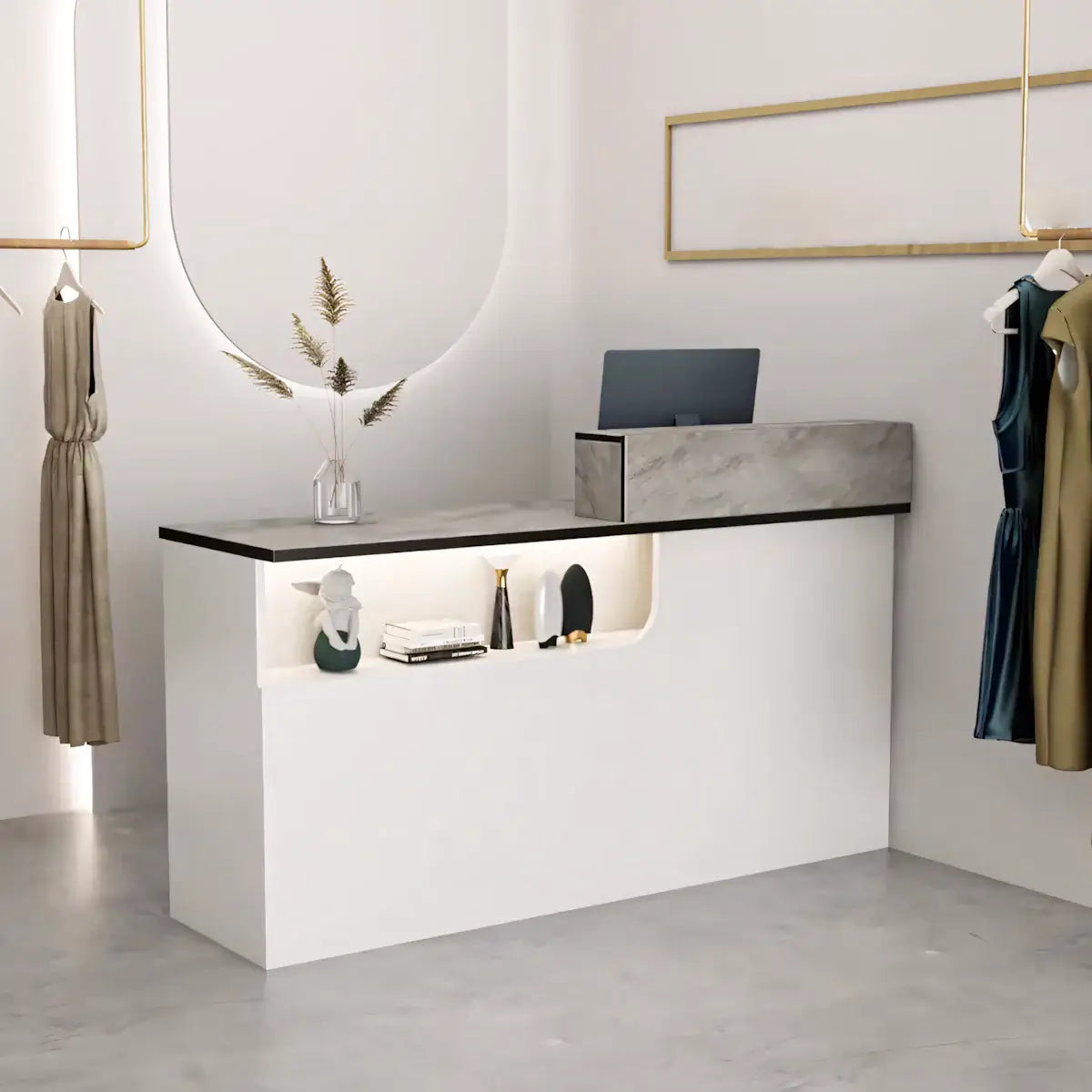 Modern Compact Reception Desk Space-Saving Welcome Counter for Beauty Salon ANZHAP-JDT-1030-mainpictures 9