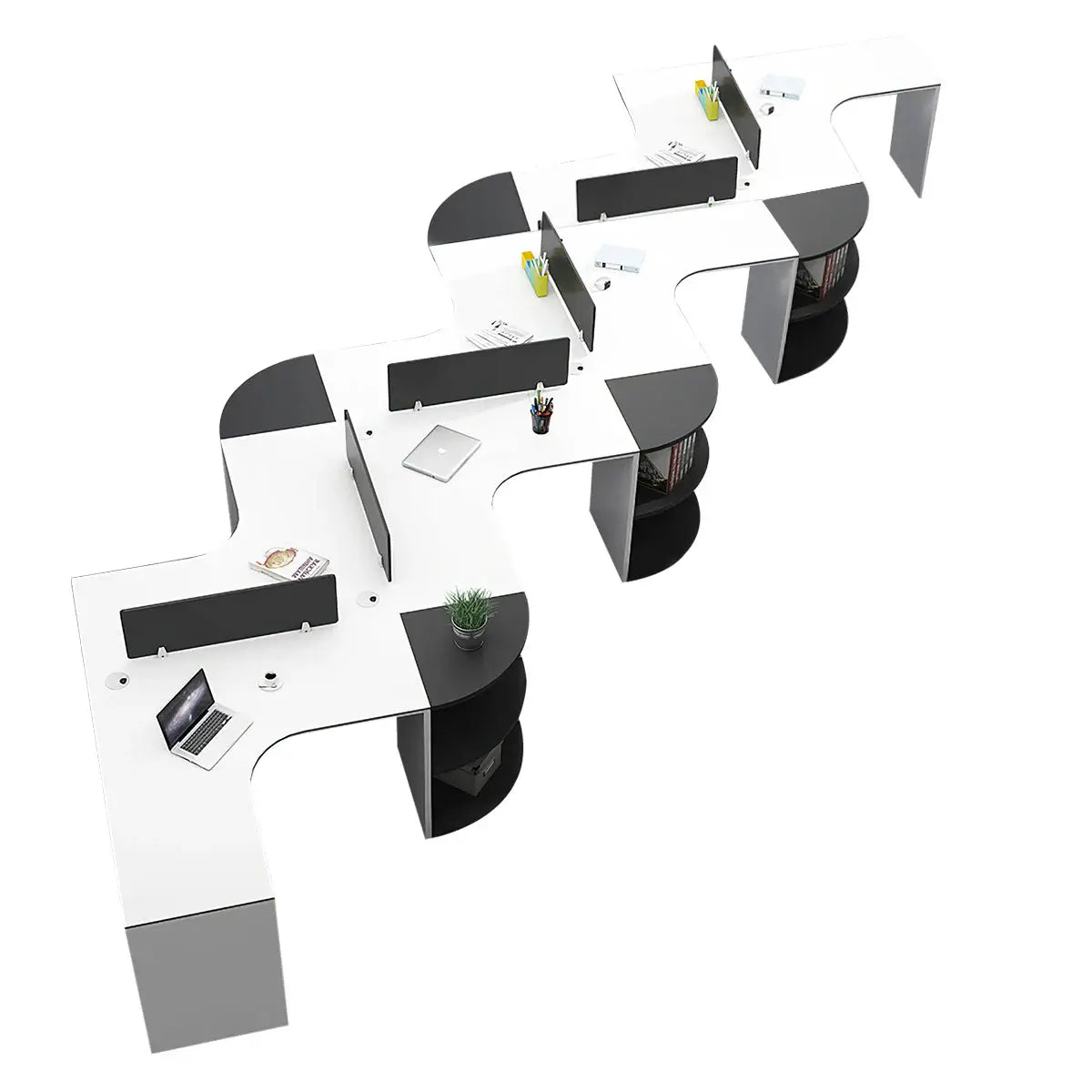 Modern Curved Adjustable Desk - Creative Agency Workstation ANZHAP- BGZ-007-mainpictures 100