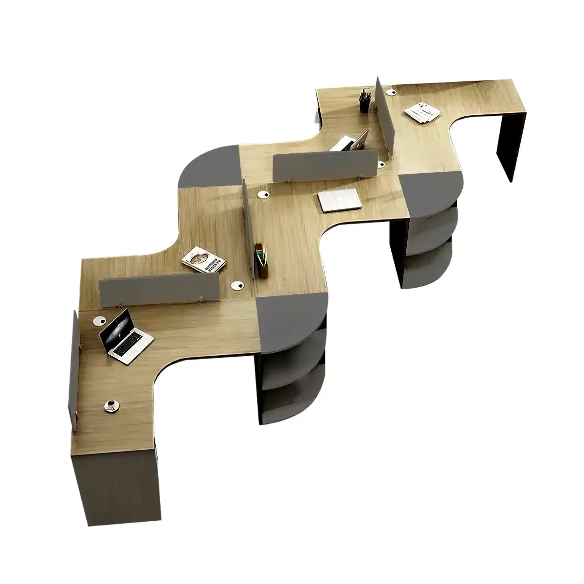 Modern Curved Adjustable Desk - Creative Agency Workstation ANZHAP- BGZ-007-mainpictures 55