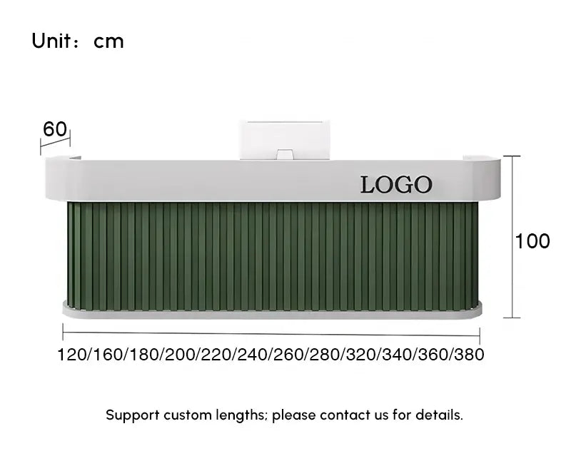 Contemporary Reception Desk With Lockable Drawers, Privacy Panel - Dimensions
