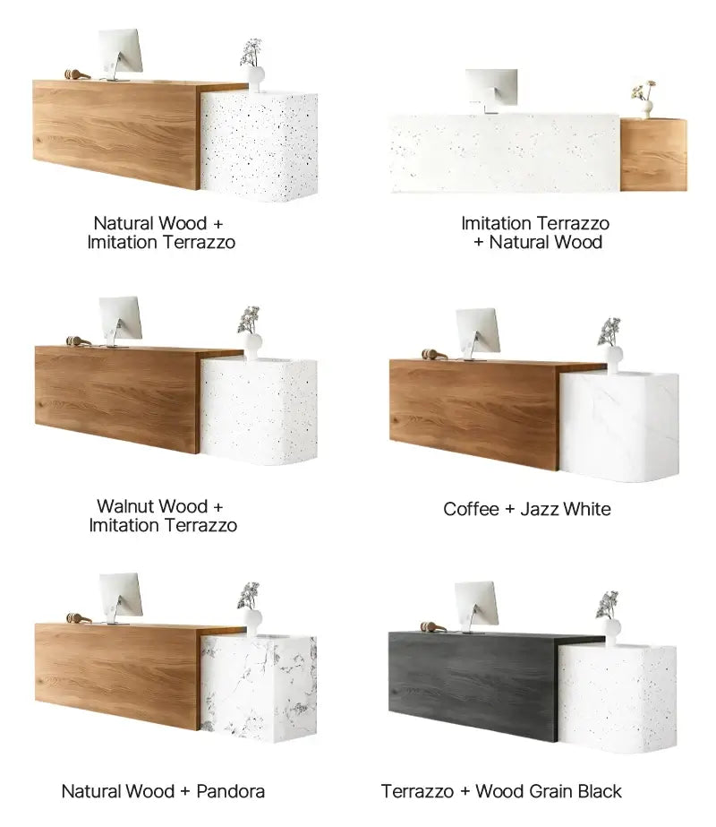 Comptoir de réception moderne bicolore avec rangement verrouillable - Options de couleur