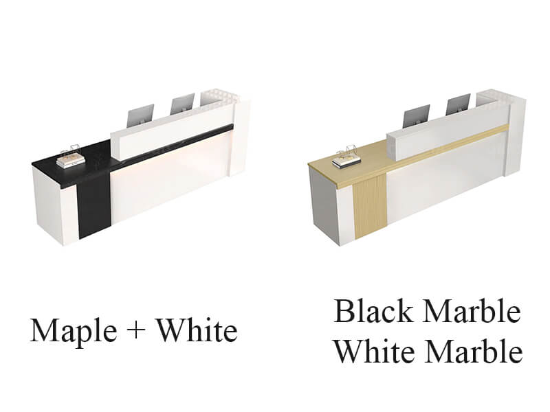 Comptoir d'accueil moderne avec LED et plateau marbré - Options de couleur