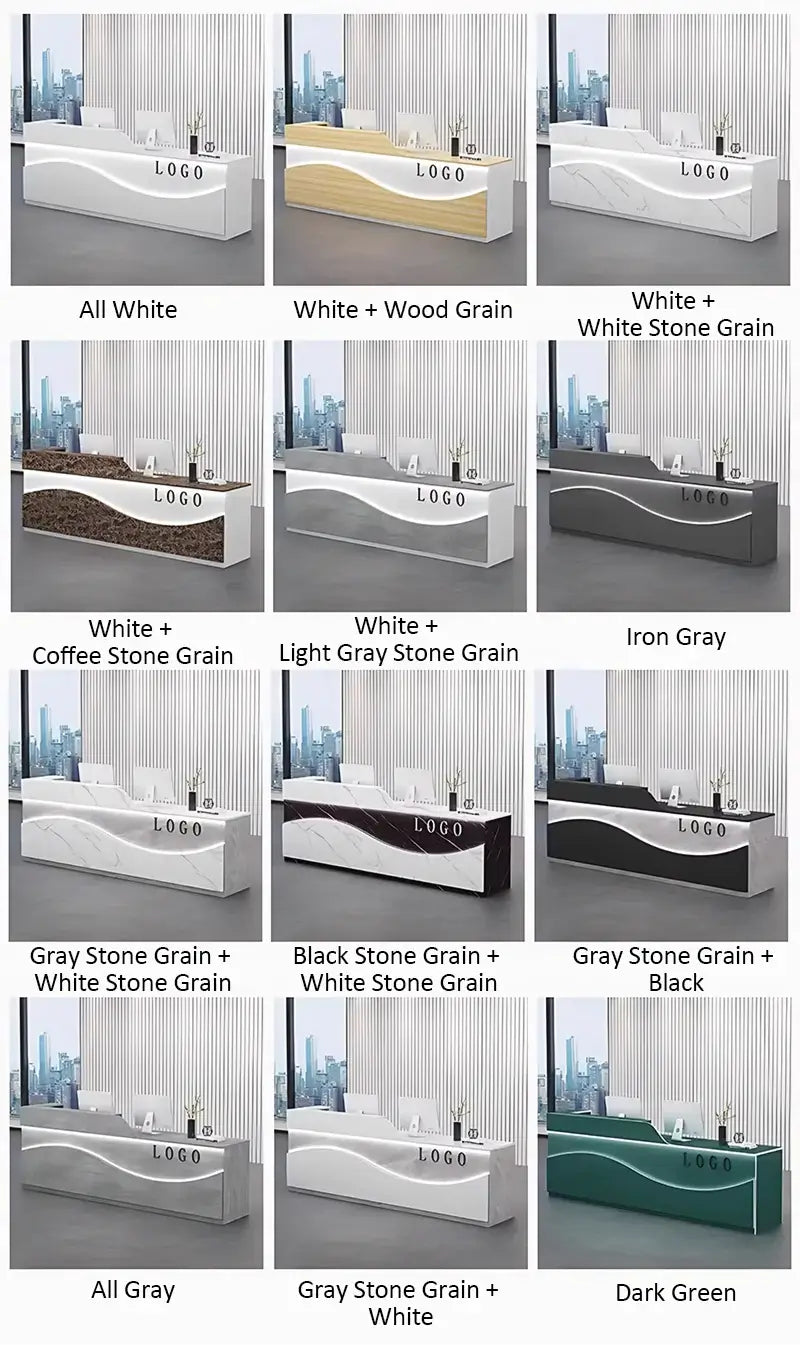 Bureau de réception et comptoir de réception minimaliste - Options de couleur