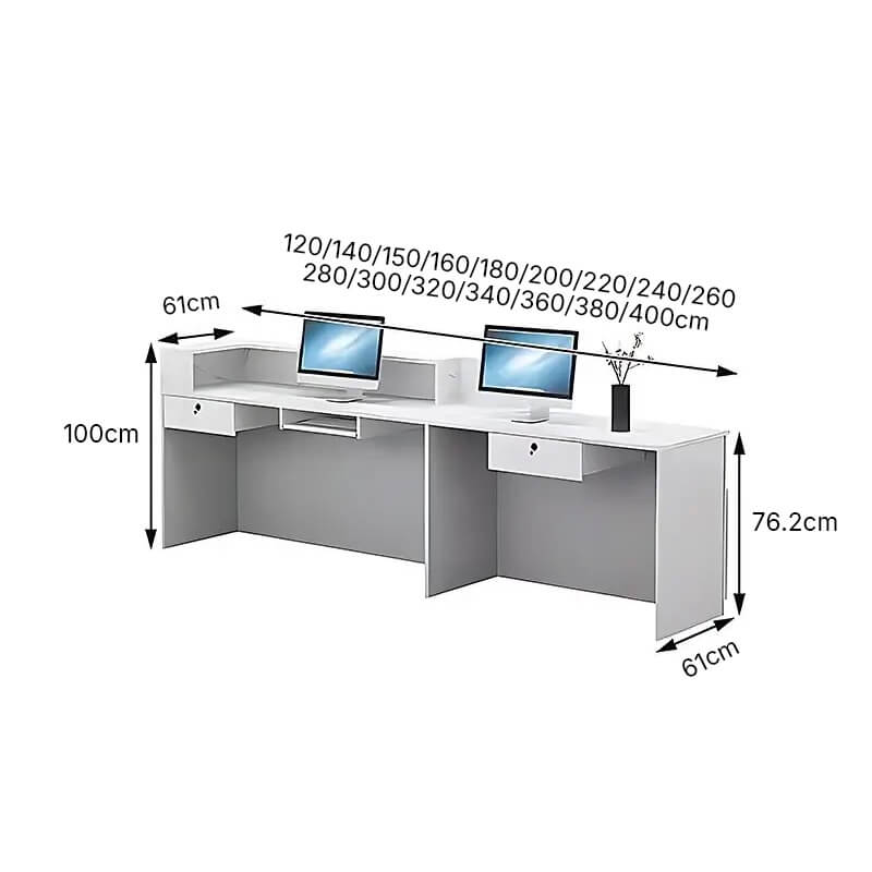 Bureau de réception et comptoir de réception minimaliste - Dimensions