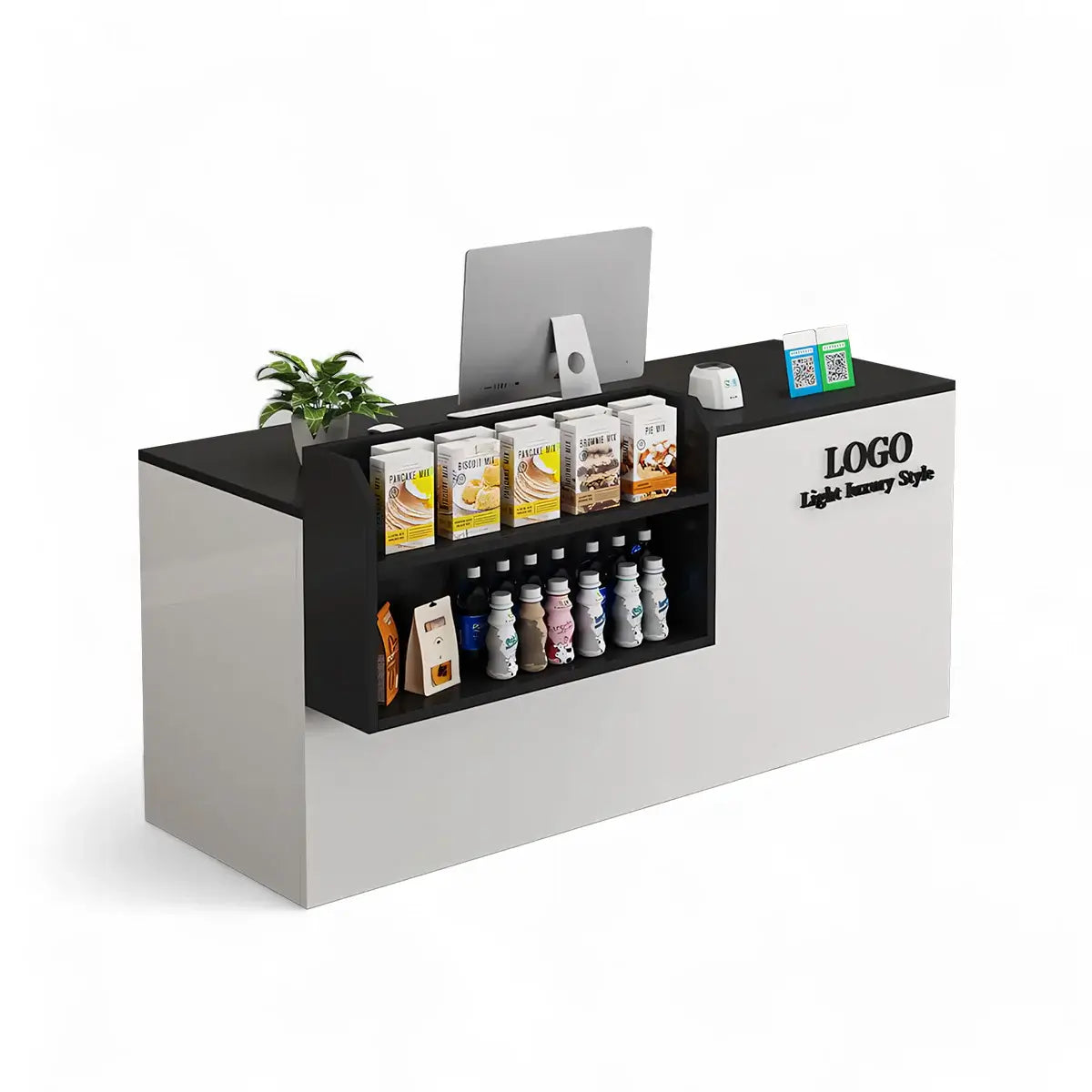 Modern Retail Checkout Counter with Display Shelf Affordable Sales Desk ANZHAP-JDT-2043-mainpictures 10