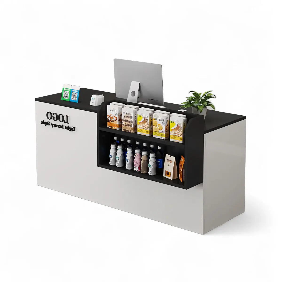 Modern Retail Checkout Counter with Display Shelf Affordable Sales Desk ANZHAP-JDT-2043-mainpictures 11