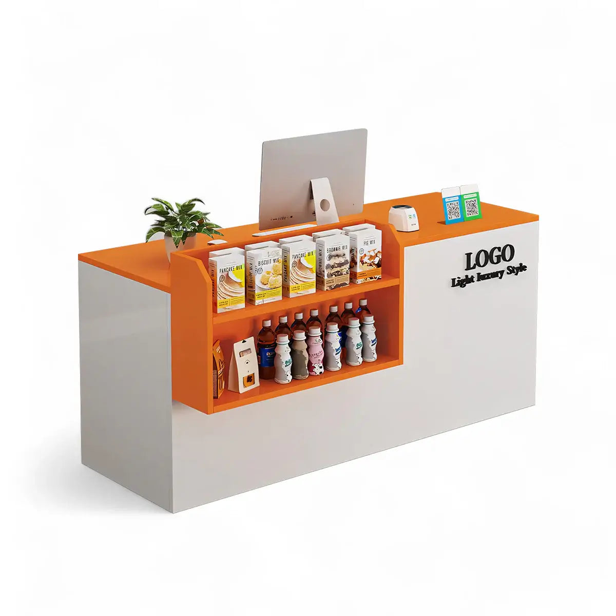 Modern Retail Checkout Counter with Display Shelf Affordable Sales Desk ANZHAP-JDT-2043-mainpictures 14
