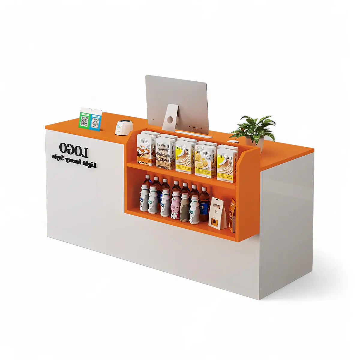 Modern Retail Checkout Counter with Display Shelf Affordable Sales Desk ANZHAP-JDT-2043-mainpictures 15