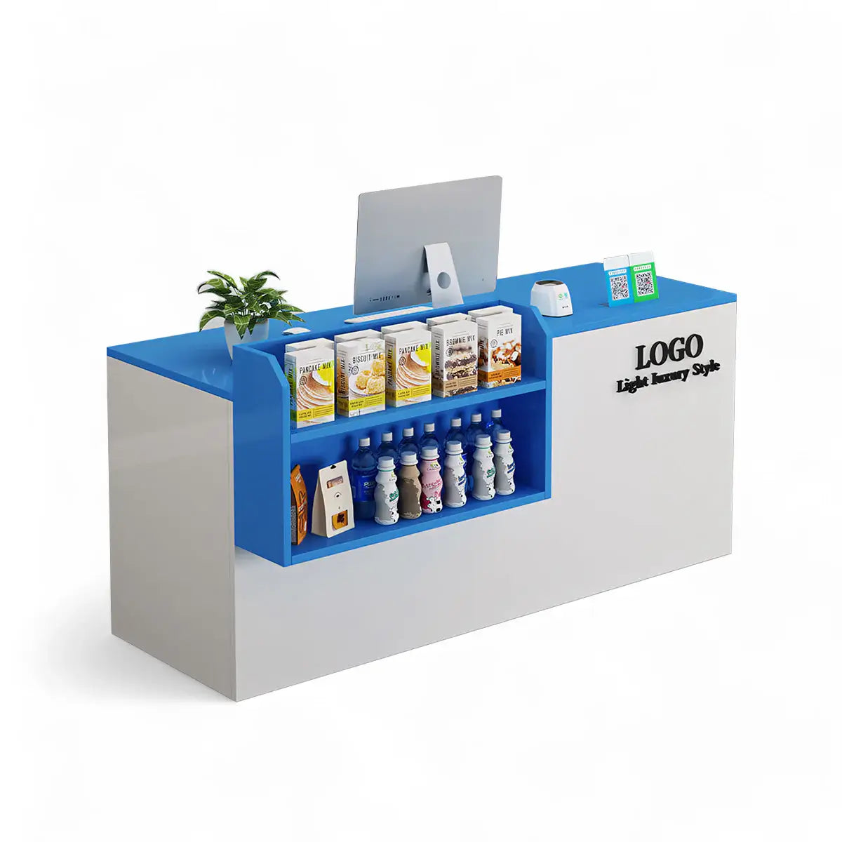 Modern Retail Checkout Counter with Display Shelf Affordable Sales Desk ANZHAP-JDT-2043-mainpictures 16