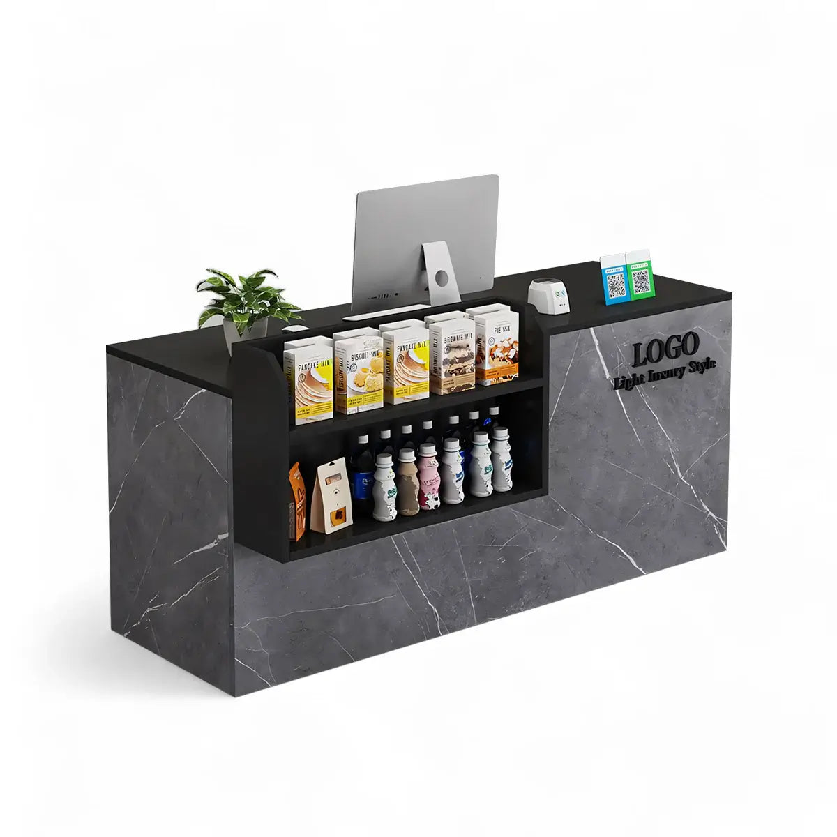 Modern Retail Checkout Counter with Display Shelf Affordable Sales Desk ANZHAP-JDT-2043-mainpictures 18