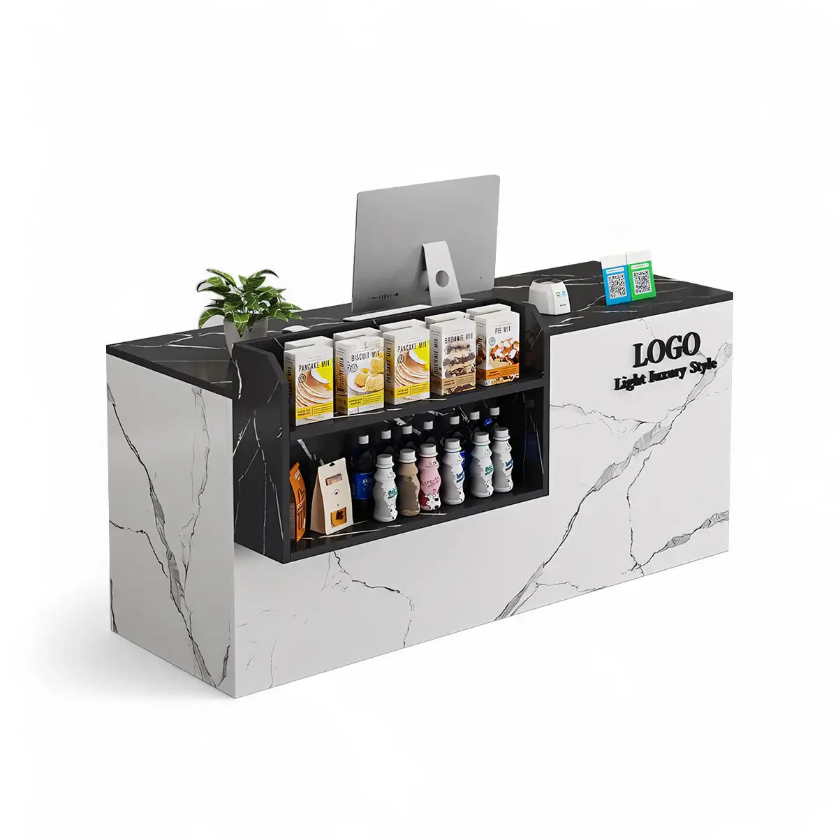 Modern Retail Checkout Counter with Display Shelf Affordable Sales Desk ANZHAP-JDT-2043-mainpictures 5