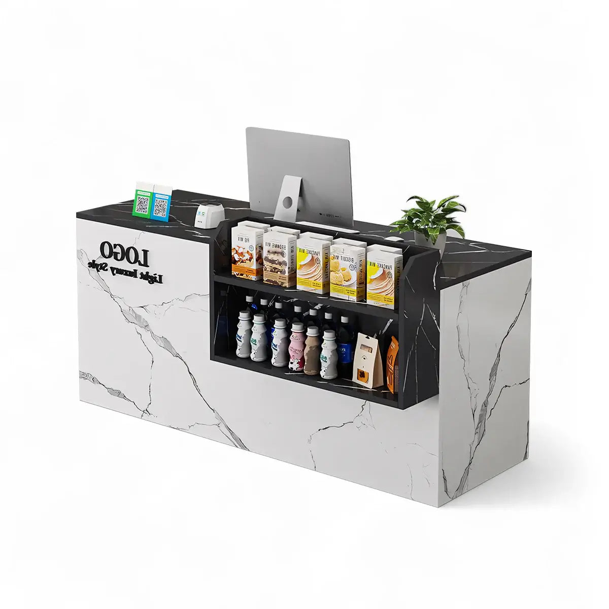 Modern Retail Checkout Counter with Display Shelf Affordable Sales Desk ANZHAP-JDT-2043-mainpictures 6