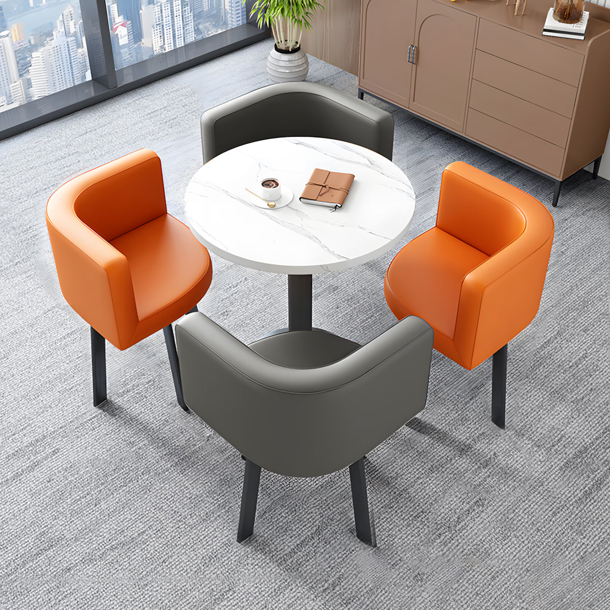 Modern Round Nesting Table and 4 Chairs Set for Office Cafes - ANZHAP JDZH-2022 Main picture 03