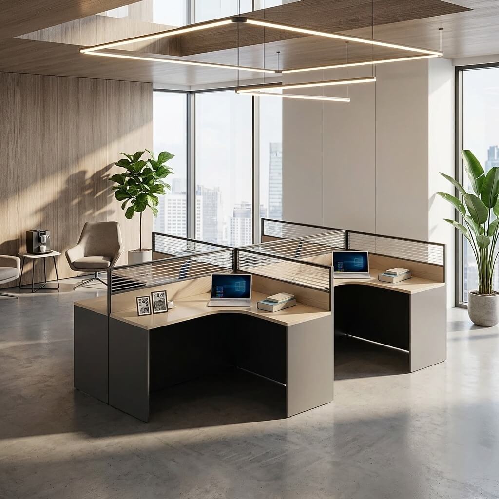 Modern Workstation - Dual Monitor Desk with Privacy Screen ANZHAP- YGZ-745-mainpictures 6