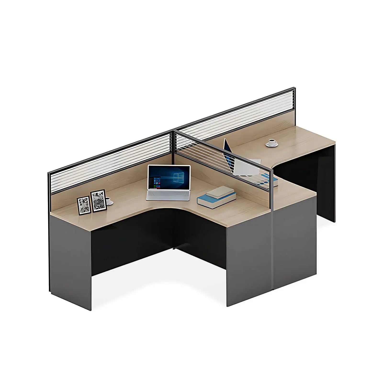 Modern Workstation - Dual Monitor Desk with Privacy Screen ANZHAP- YGZ-745-mainpictures 8