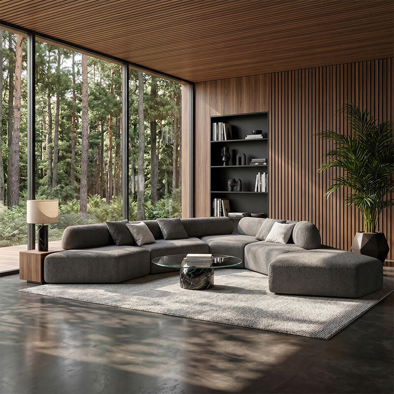 Modern modular office sofa in a contemporary workspace
