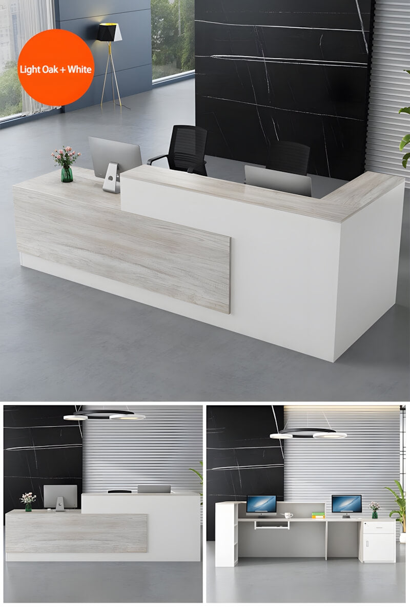 Modern Office Reception Desk with Storage for Offices - Color Options 4