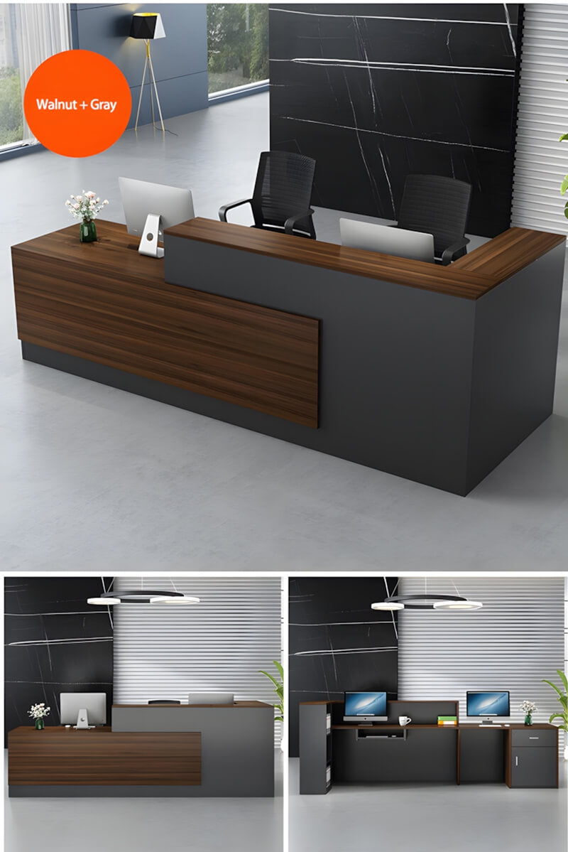 Modern Office Reception Desk with Storage for Offices - Color Options 1
