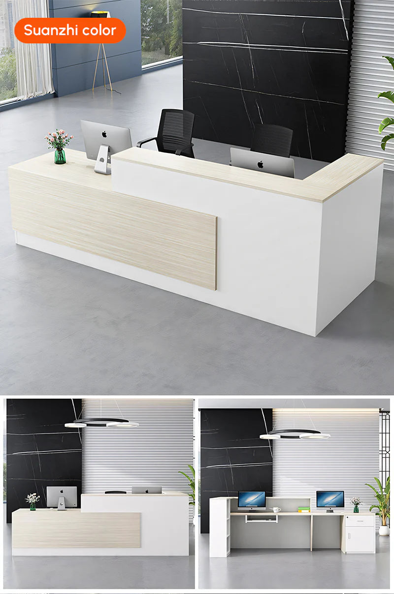Modern Office Reception Desk with Storage for Offices - Color Options 2